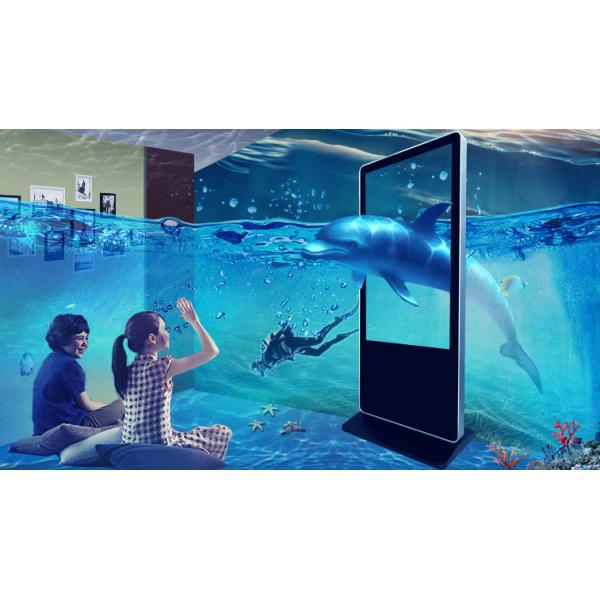 Android Network Glass Free 3D Digital Media Signage , Floor Stand Digital Advertising Screens