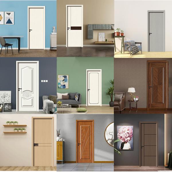 Customizable Wooden Wood Double Doors Solid Interior Veneer Room Modern Panel  Door for Office Philippines Price with Smart Lock