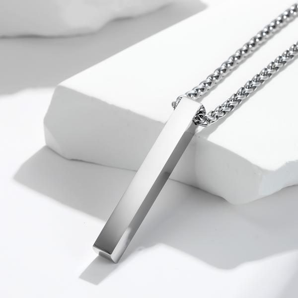 Fashion Jewelry Men's Cuboid Stainless Steel Necklace Stainless Steel Cross Pendant Chain Necklace for Men Women 22-24 Inches