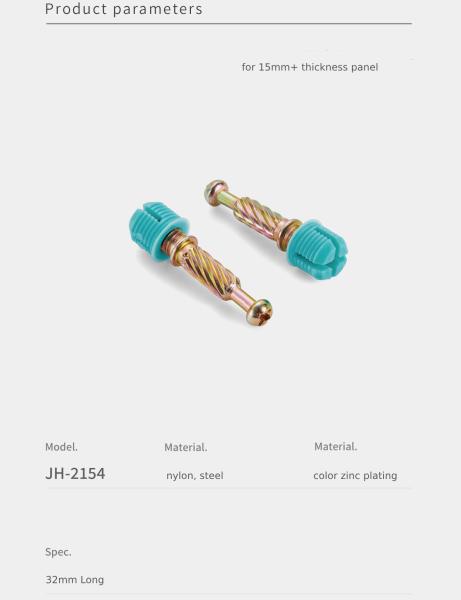 Cabinet Steel Cam Connector And Bolt 32mm Length Hardware For Flat Pack Furniture