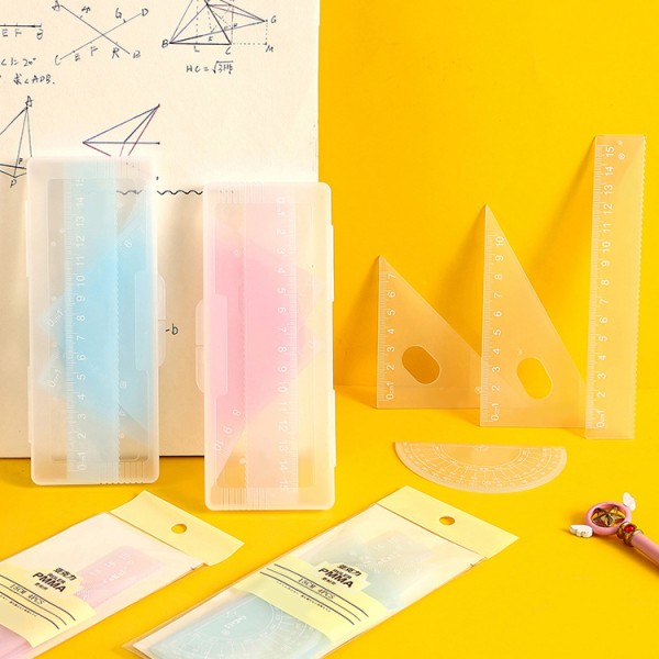 Wholesale Cheap Math Geometry Tool Ruler Set Customized Student Easy Painting Ruler For Fashion