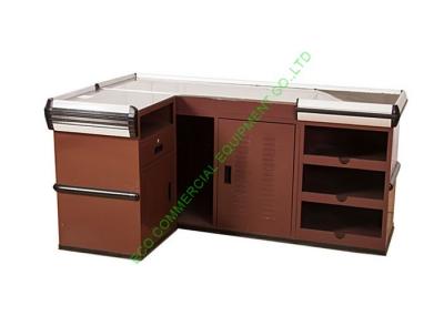 Stainless Steel Shop Money Cashier Checkout Counter Desk With Coffee Colour