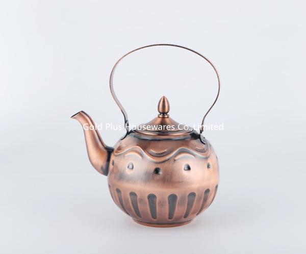 14-18cm Hotel stainless steel bronze color water kettle thickened high grade flower pattern coffee pot