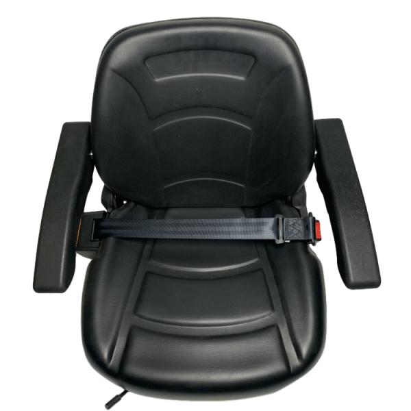 Black PU Leather Forklift Seat with Micro Switch Armrests and 1 Year Warranty
