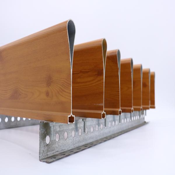 Aluminium Alloy Suspended Ceiling Profiles Droplet Shaped Wood Grain Stretch