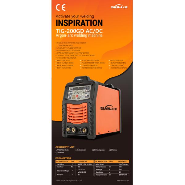 Процесс 10-200A Sanjoe дуги аргона сварщика DC AC цифров TIG Multi