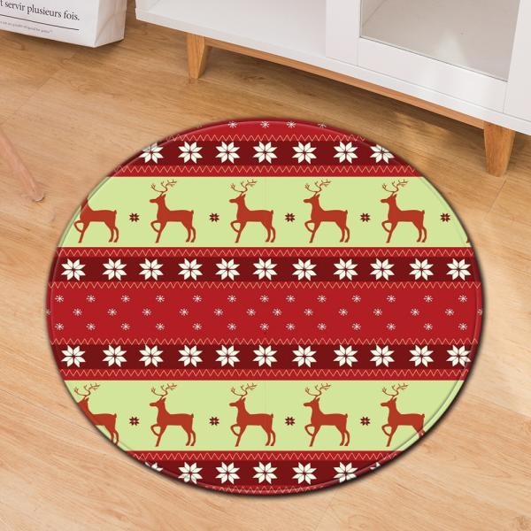 esteira vermelha do escritório de Santa Claus Elk Christmas Festive Floor Mat Anti SlipCircular do círculo de 80cm