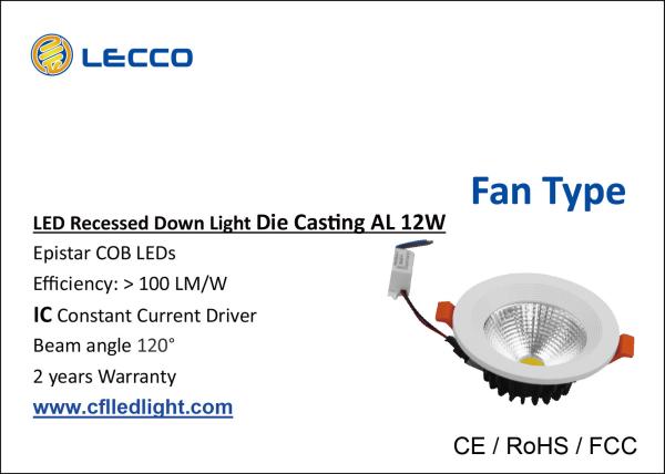 SDCM < 3 LED Recessed Downlight For Home / Kitchen 1200LM COB / Epistar LED Chip