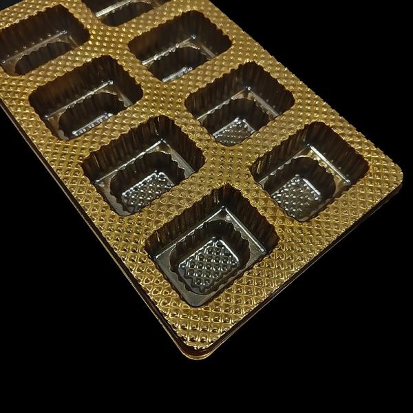 Gold 8-Cell PET Chocolate Tray Food Grade Packaging