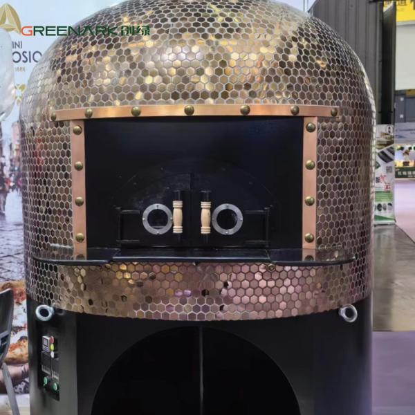 Horno de pizza redondo a leña de 1500 kg con base de roca volcánica
