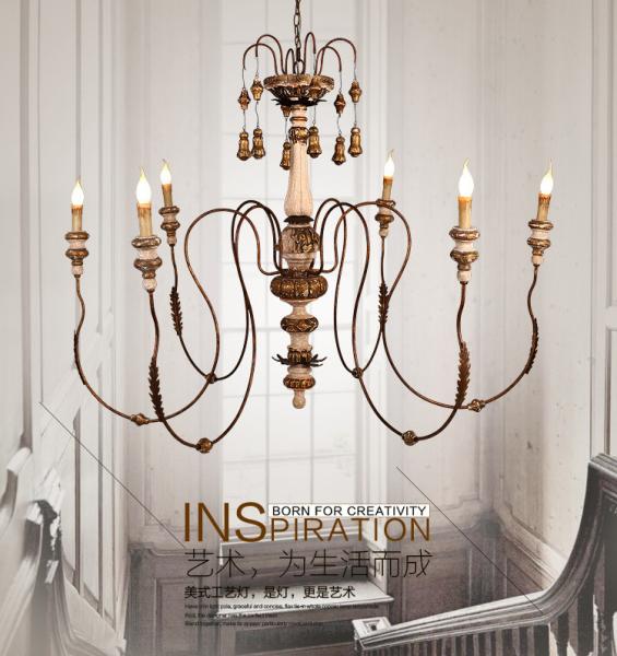 Vintage wood chandelier lighting for home lighting (WH-CI-75)