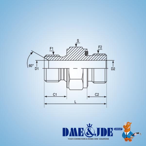 Straight Hydraulic Hose Adaptors  Connector BSPP Male 60° Cone BSPP Male With ED Seal
