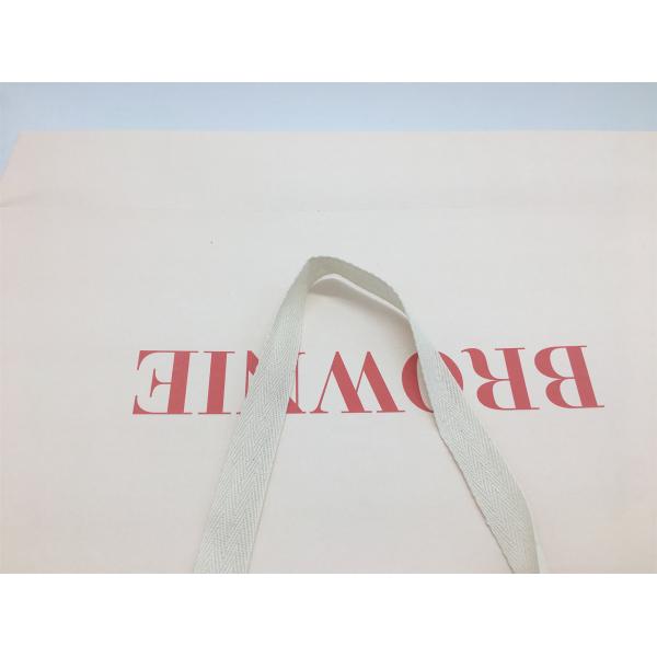 Personality Logo Fashion Shopping Bag / Kraft Paper Bags With Flat Cotton Handle