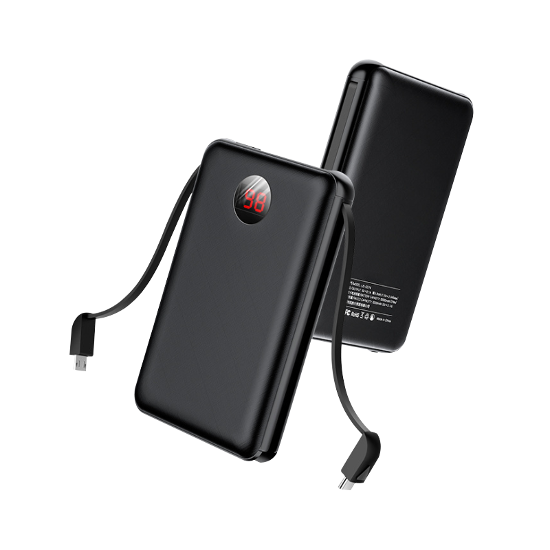 LCD показывает встроенный банк 10000mAh силы кабеля для андроида