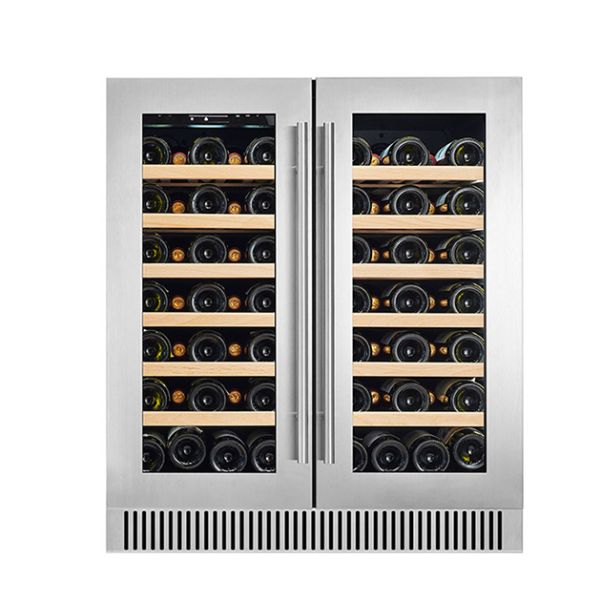 ETL Certificate 68 Bottle Independent Dual Temperature Two Glass Door Red Wine Refrigerated Storage Display Freezer