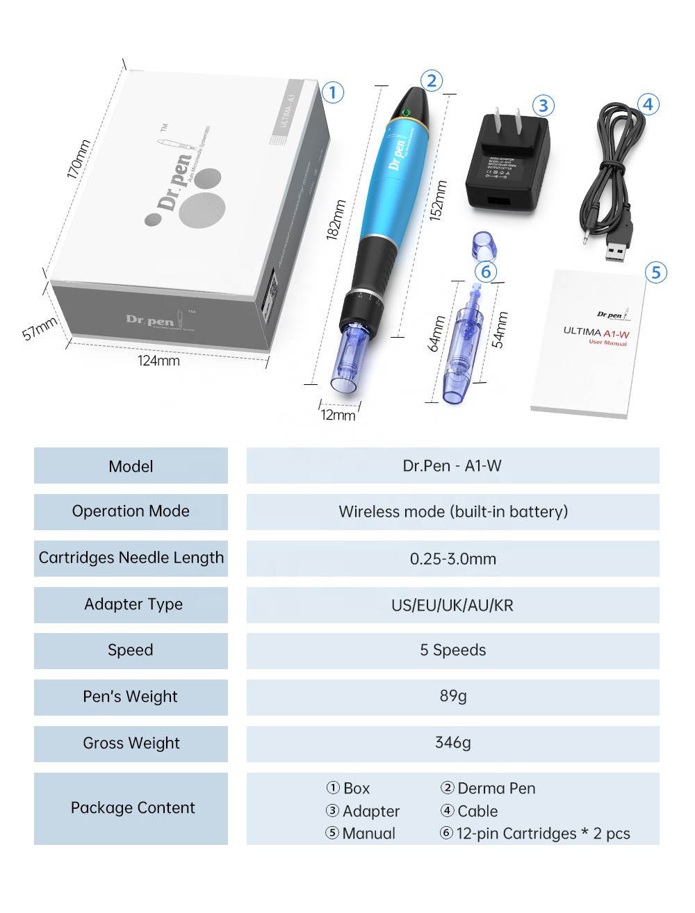 Rechargeable M7 M5 Needle A6 Titan Body and Head Whitening Wrinkle Remover IT Plug Type