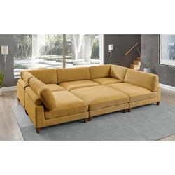 free combination Dark Gray Corduroy living room Sofa 6 - Piece sofa sets Upholstered Sectional sofa bed