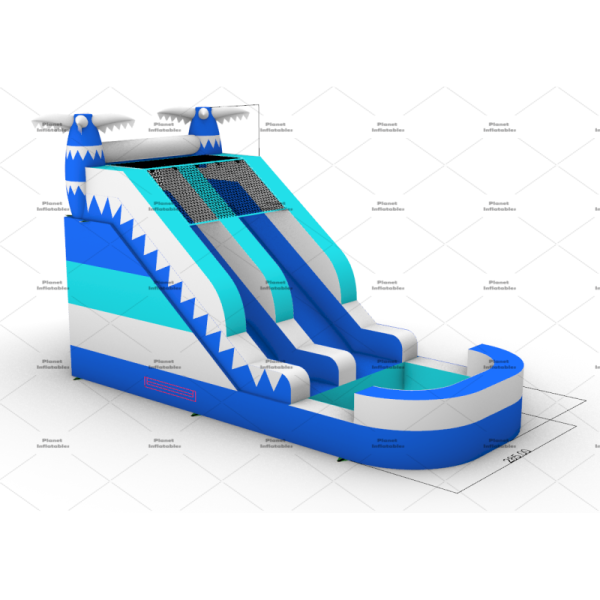Outdoor Kids Inflatable Blue Water Slide Party Rental Large Inflatable Waterslide With Palm Tree Design