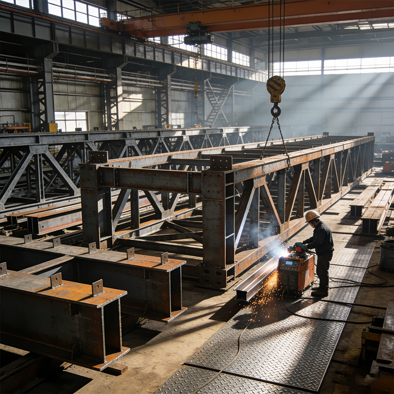Prefabricated Commercial Steel Frame Building Wind Resistant For Warehouses