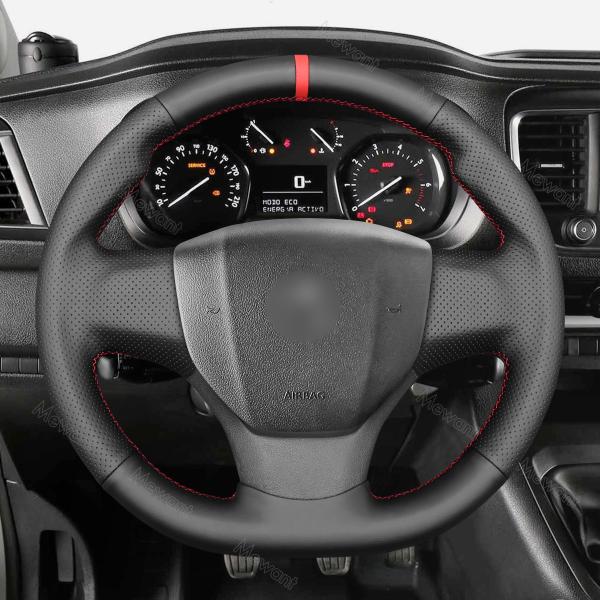 Hand Stitching Custom Black PU Leather Steering Wheel Cover for Peugeot Expert Traveller 2016-2022