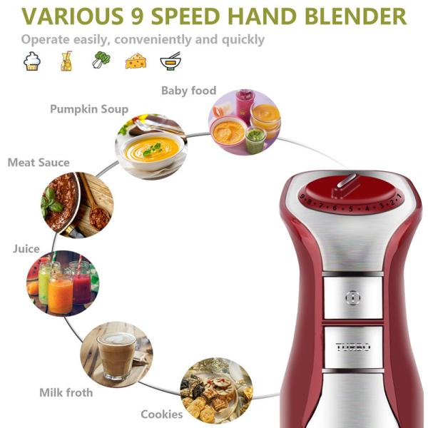5-In-1 500W Portable Handheld Blender Stick BPA Free With 5 Accessories