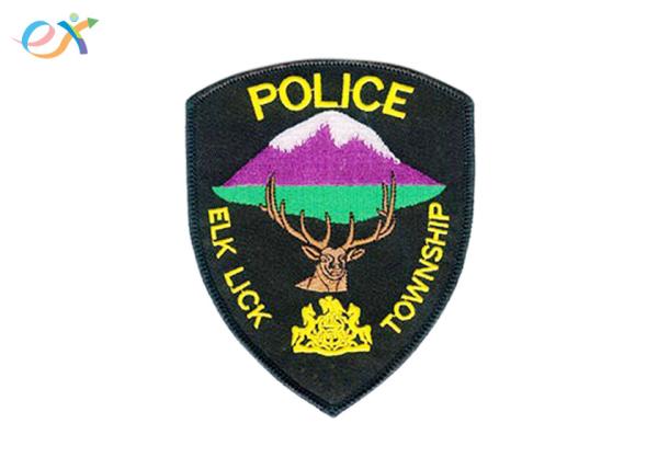 Polyester Material Police Embroidered Patch Size Customized With Iron On Backing