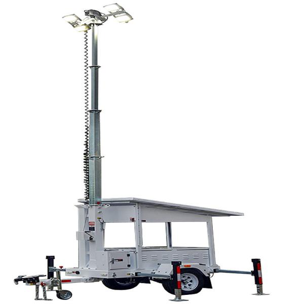 Renewable Energy Mobile Solar Light Tower with Manual Winch Mast Lifting Portable Light Tower Generator