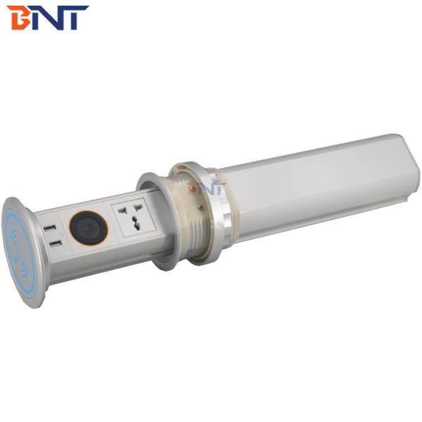 LED light intelligent lifting vertical pop up power outlet motorized table socket