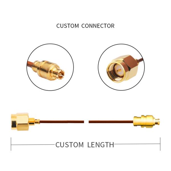 0.047 5G Semi Rigid Coax Cable Sma Male Straight Plug Te 1996771-1 To Smpm Female Jack