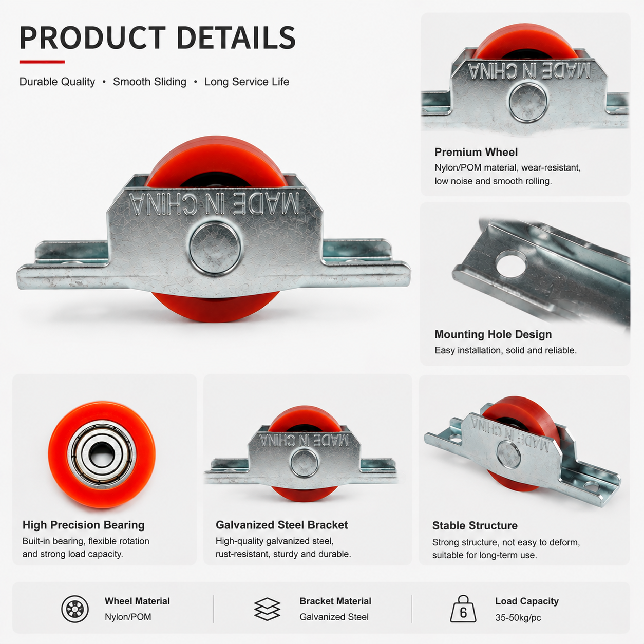 Modern Galvanized Single Ball Bearing Sliding Roller Wheel for Aluminium UPVC Window and Door Roller