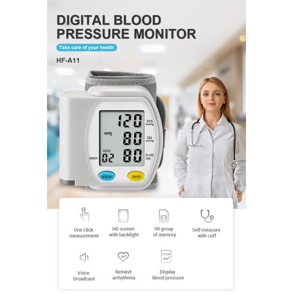 Electronic Automatic Cuff Wrist Digital Blood Pressure Monitor 0-37.3kpa