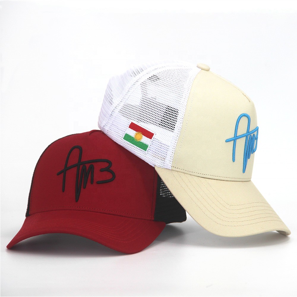 3D Embroidery Mesh Trucker Caps 100% Cotton Structured Customized