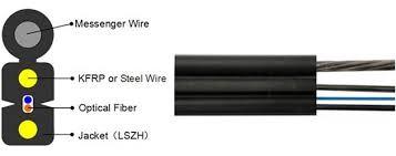 FTTH Self Supporting Bow Type Drop Cable G.657A 1 / 2 / 4 / 6 Core LSZH Jacket
