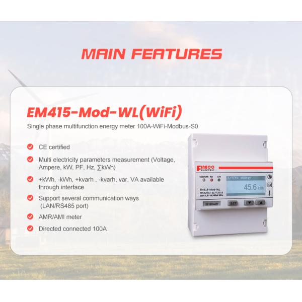 EM415-Mod-WL Single Phase Wifi Energy Meter Accurate and Wireless Energy Monitoring