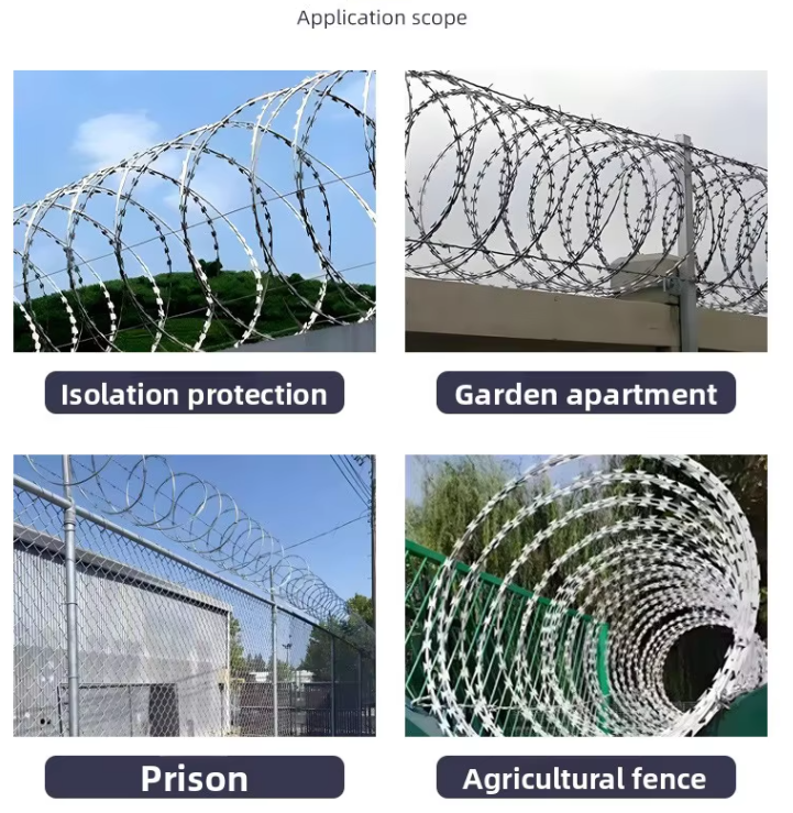 500mm Outer Diameter Hot-dipped Galvanized Razor Barbed Wire for Prison Protection and High Security Fencing