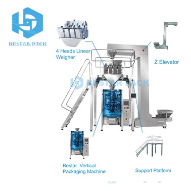 Automatic long grain rice packaging machine packing by PE film BSTV-550BZ