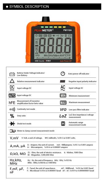 Manual And Auto Range Digital Meter AC DC Digital MAX And MIN Measurement Diode Multimeter