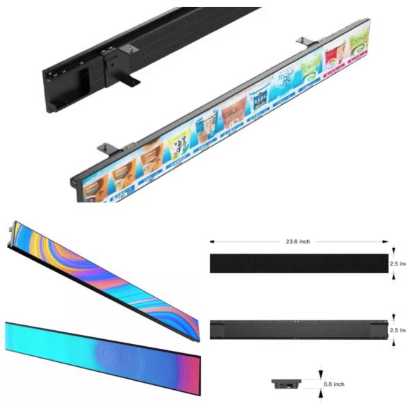P0.9mm Ultra Thin Shelf LED Advertising Display 600X60X20mm 3840Hz Refresh Rate