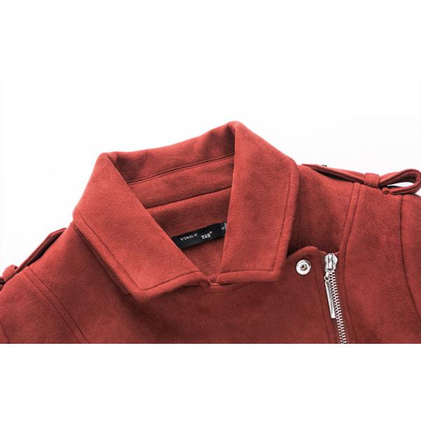 Polyester Shell Red Suede Faux Leather Jacket Ladies Womens Casual Wear