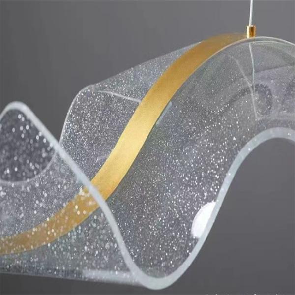 Интегрированный светодиодный ресторанный бар с светодиодным шелковым волновым украшением Fengshui искусство приёмный стол кассовая касса ленточная люстра