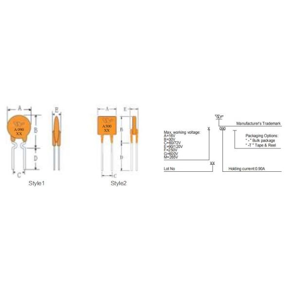 Желтые 2 взрывателя 16V PIN Polyswitch PPTC перестановных спасение собственной личности 5 AMP