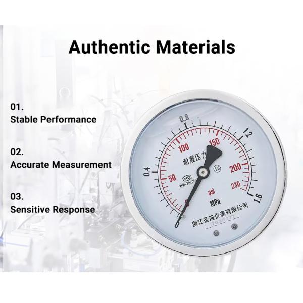 100mm 1.6% High Accuracy Axial Oil Filled Pressure Gauge Meter for OEM Customization