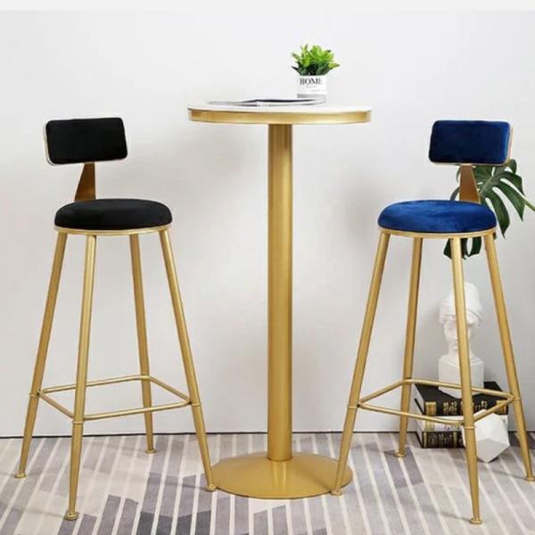 Grupo de Gray Black Velvet Bar Stools de 30 polegadas de 2 casa do metal do ouro de 3 cafés da manhã