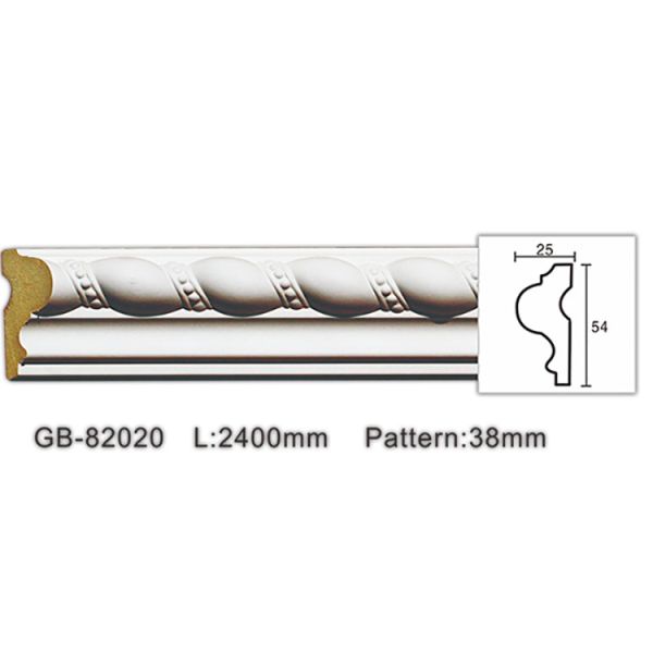 GB-82020 New Design Urethane Polymer 3D Anti-Aging Indoor Decorative Chair Rail Mouldings For Wall Decor