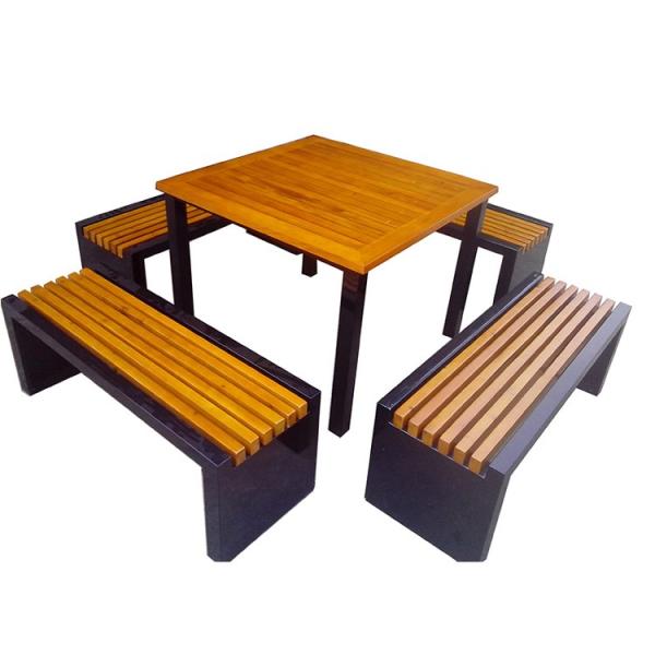 800x800x720 Metal And Wood Garden Table Set