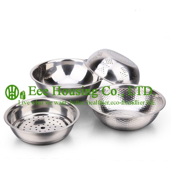 Stainless Steel cooking cookware kitchenware set,Rice washing sieve,wash vegetable plate,water separate pan Kitchen