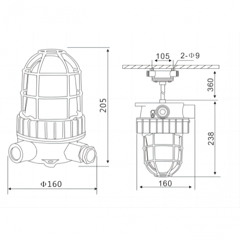 Flashing Explosion Proof Alarm Light Audible Visual 5W 90dB DC24/110AC