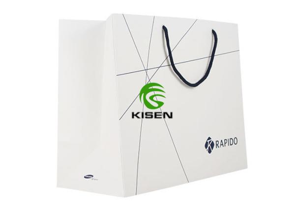 Personalised White Gift Paper Handle Shopping Bags Reusable With Your Own Logo