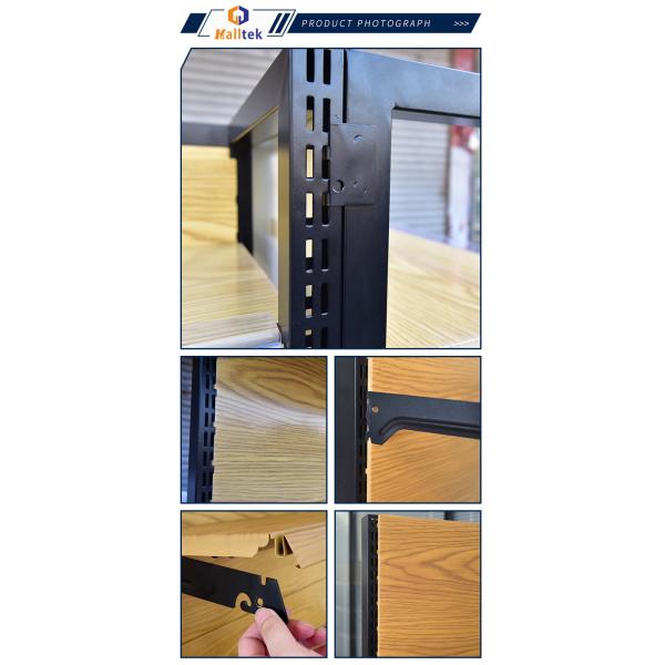 Single & Double Side Supermarket Gondola Shelving Wooden Cover Plain Back