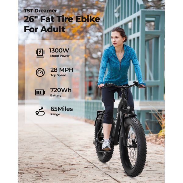 F622 48V Electric Hybrid Mountain Bike Steel Frame Electric Road Bike 7 Speed Rear Hub Motor Lithium Battery 1200W Brushless